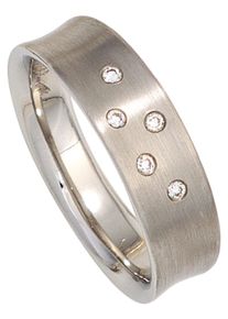 Jobo Damen Diamantring, 54, SI = kleine Einschlüsse, Platin 950-Diamanten, grau, Platin 950, Diamanten, Fingerringe, 950 Platin mit 5 Diamanten
