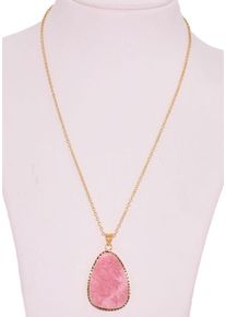 Firetti Damen Kette mit Anhänger "Schmuck Geschenk, Manganspat, Inkarose, Rosenspat, Himbeerspat", Silber 925 (Sterlingsilber)-Edelstahl, L: 50cm B: