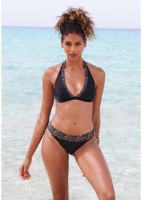 Lascana Damen Triangel-Bikini-Top "Adele", schwarz, Gr. 34, unifarben, Animalprint, Recycling-Polyamid, Bikini-Oberteile, mit trendigen Details