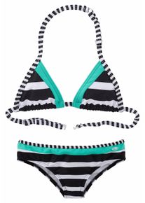 Kangaroos Kinder Triangel-Bikini "Anita Kids", schwarz-weiß, Gr. 122, Polyamid, Bikini-Sets, mit Blockstreifen