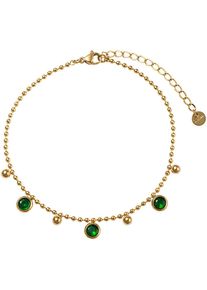 Firetti Fußkette mit Anhänger "Schmuck Geschenk Körperschmuck Kreise Kugeln", Edelstahl, gold, Edelstahl, Fußkettchen, mit Zirkonia (synth.)