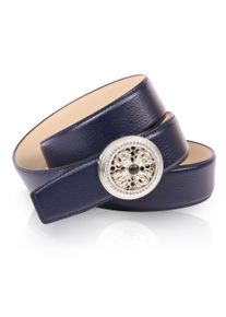 Anthoni Crown Damen Ledergürtel, blau, elegant, Gr. 105, unifarben, Leder, Gürtel, mit natursilberfarbener Koppelschließe und drehendem Kronen-Kreuz