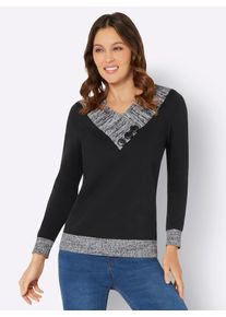 Classic Basics Damen Strickpullover "Langarm-Pullover", schwarz, Gr. 40, unifarben, gemustert, 100% Baumwolle, Pullover