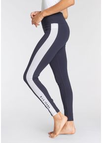 H.I.S. H.I.S Damen Leggings, Gr. 36, blau, Single Jersey, Obermaterial: 95% Baumwolle, 5% Elasthan, unifarben, Basic, Hosen, mit weißem Seitenstreifen und