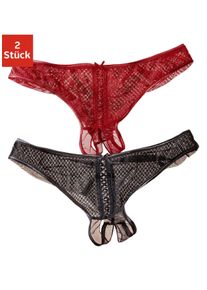 Damen String-Ouvert, Petite Fleur Gold, Gr. 52, rot, Netz, Obermaterial: 90% Polyamid, 10% Elasthan, Unterhosen, vorne mit sexy Schnür-Optik