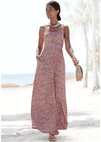 Vivance Damen Maxikleid, bunt, modisch, Gr. 44, bedruckt, Jersey, Obermaterial: 100% Viskose, Kleider, mit grafischem Alloverdruck und Taschen,