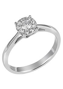 Firetti Damen Solitärring "Schmuck Geschenk Gold 585 Damenring Verlobungsring Goldring LIEBE", 54, 0,32 ct SI = kleine Einschlüsse, Weißgold