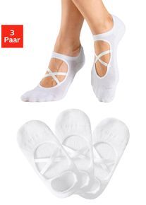 active by Lascana LASCANA ACTIVE Damen Füßlinge, Gr. 35, weiß, Baumwollmischung, unifarben, Socken, mit elegant überkreuzten Laschen