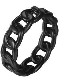 Firetti Damen Fingerring "Schmuck Geschenk Edelstahl Ring Damenring Herrenring Panzerkette Color", 59, Edelstahl, 6,7mm, schwarz, Edelstahl,