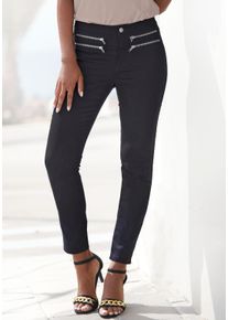 Vivance Damen Jeggings, schwarz, modisch, Gr. 38, unifarben, Denim/Jeans, Obermaterial: 65% Baumwolle, 33% Polyester, 2% Elasthan, Hosen, mit