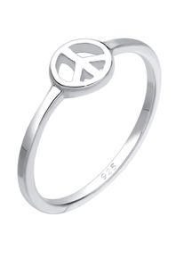 Elli Damen Fingerring "Peace Frieden Symbol 925 Sterling Silber", 56mm, ohne Stein, Silber 925 (Sterlingsilber), 1.5mm, silber, Silber 925