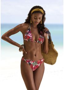 Lascana Damen Bikini-Hose "Ava", rot, Gr. 36, bedruckt, Recycling-Polyamid, Badehosen, im tropischen Design