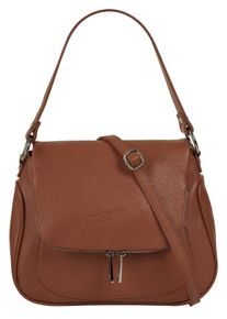 Samantha Look Damen Umhängetasche, braun, Leder, unifarben, leicht glänzend, Taschen, echt Leder, Made in Italy