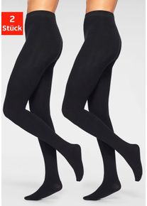 Lavana Damen Thermostrumpfhose, Gr. S, schwarz, Obermaterial: 66% Baumwolle, 30% Polyester, 4% Elasthan, glattgestrickt, uni, Strumpfhosen, mit