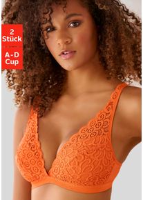 Petite Fleur Damen Bralette-BH, Gr. 80, orange, Spitze, Obermaterial: 90% Polyamid, 10% Elasthan, sexy, BHs, ohne Bügel aus Spitze, Dessous
