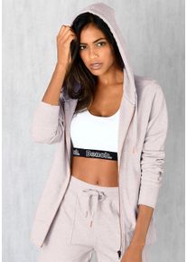Damen Sweatjacke, BENCH. LOUNGEWEAR, Gr. 36, beige, Sweatware, Obermaterial: 90% Baumwolle, 10% Polyester, meliert, unifarben, Basic, Sweatjacken,
