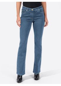 Inspirationen Damen Bootcut-Jeans, blau, Gr. 19, unifarben, 81% Baumwolle, 17% Polyester, 2% Elasthan, Jeans