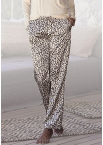 Buffalo Damen Pyjamahose, Gr. 36, bunt, Satin, Obermaterial: 95% Polyester, 5% Elasthan, animal-print, gemustert, elegant, Hosen, mit schönem