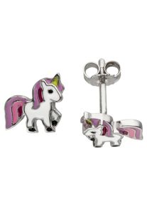 Jobo Paar Ohrstecker "Einhorn", Silber 925 (Sterlingsilber), rosa, Silber 925 (Sterlingsilber), Ohrringe, 925 Silber