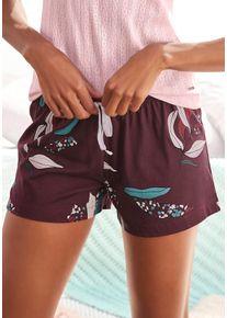 s.Oliver Damen Pyjamashorts, Gr. 32, rot, Single Jersey, Obermaterial: 50% Baumwolle, 50% Viskose, geblümt, feminin, Hosen, im Allover-Druck