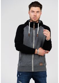 behype Herren Sweatjacke "HENRAY", grau, casual, Gr. L, mehrfarbig, 70% Baumwolle, 30% Polyester, Sweatjacken, mit erhöhtem Kragen