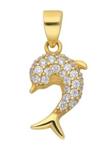 Adelia´s ADELIA ́S Damen Ketten-Anhänger "333 Gold Anhänger Delphin mit Zirkonia", Gelbgold 333, gold, Gelbgold 333, Schmuckanhänger, 333 Gold mit Zirkonia