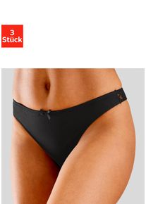 Petite Fleur Damen String, Gr. 36, weiß, Microfaser, Spitze, Obermaterial: 96% Polyamid, 4% Elasthan, Unterhosen, mit Spitze hinten