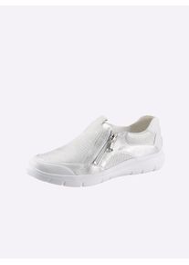 Waldläufer WALDLÄUFER Damen Slipper, Gr. 5, silber, Glattleder, Nubukleder, sportlich, Schuhe