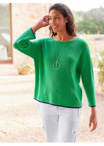 Heine Damen 3/4 Arm-Pullover "Pullover", grün, Gr. 50, unifarben, 100% Baumwolle, Pullover