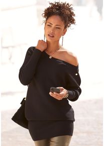 Lascana Damen Longpullover, schwarz, modisch, Gr. 36, unifarben, Rippstrick, Obermaterial: 50% Viskose, 28% Polyester, 22% Polyamid, Pullover, mit