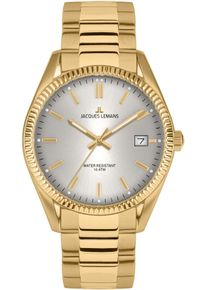 Jacques Lemans Damen Quarzuhr "Derby", gold, Armbanduhren, Armbanduhr, Damenuhr, Datum, Leuchtzeiger, gehärtetes Crystexglas