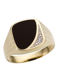 Firetti Herren Siegelring "Schmuck Geschenk Gold 333 Herrenring Farbsteinring Onyx", 19, 0,01 ct P2 = erkennbare Einschlüsse, Gelbgold 333-Diamanten,