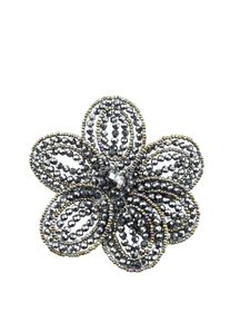 Damen Brosche "Blume", schwarz, Collezione Alessandro, Glas, Broschen, in Blumenform