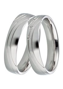 DOOSTI Trauring "Schmuck Geschenk Silber 925 Trauring Ehering Partnerring LIEBE", 54, 0,03 ct SI = kleine Einschlüsse mit Brillanten, Silber 925