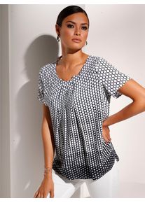 CRÉATION L CREATION L Damen Kurzarmbluse, schwarz-weiß, Gr. 38, gemustert, mehrfarbig, 100% Viskose, Blusen