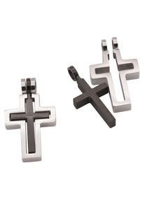 Firetti Damen Anhänger-Set "Multipack Schmuck Geschenk Kettenanhänger Kreuz unisex", Edelstahl, 2,05 g, schwarz, Edelstahl, Schmuckanhänger, Made in