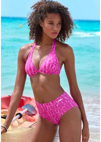ELBSAND Damen Bügel-Bikini-Top "Letra", pink, Gr. 36, bedruckt, Recycling-Polyamid, Bikini-Oberteile, mit tollem Wording