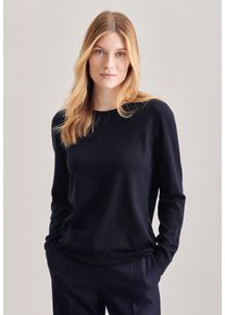 Seidensticker Damen Strickpullover "Schwarze Rose", blau, Gr. XS, unifarben, 100% Wolle, Pullover, Rundhals Uni