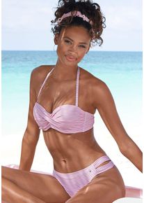 s.Oliver Damen Bügel-Bandeau-Bikini, rosa, Gr. 32, gestreift, Microfaser, Recycling-Polyamid, Bikini-Sets, in getwisteter Optik