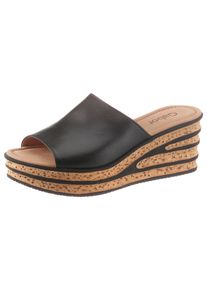 Gabor Damen Pantolette, Gr. 41, schwarz, Kalbsleder, unifarben, klassisch, Schuhe, Keilabsatz, Sommerschuh, Schlappe, raffinierte Absatzgestaltung