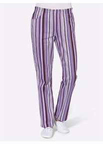 Classic Basics Damen Schlupfhose, lila, Gr. 40, gemustert, gestreift, mehrfarbig, 100% Baumwolle, Hosen