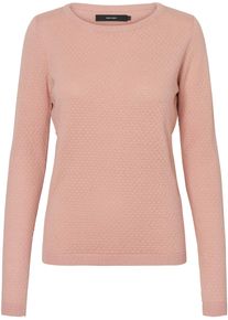 Véro Moda VERO MODA Damen Rundhalspullover "VMCARE STRUCTURE LS O-NECK BLOUSE", rosa, feminin, Gr. S, unifarben, Strick, Obermaterial: 100% Baumwolle,