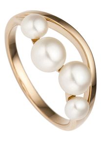 Jobo Damen Fingerring "Ring mit 4 Süßwasser-Zuchtperlen", 54, Roségold 585-Perlen, rosa, Rosu00e9gold 585, Perlen, Fingerringe, 585 Roségold