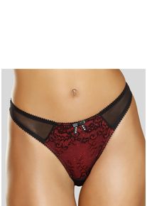 JETTE Damen String, Gr. 36, rot, Spitze, Netz, Obermaterial: 90% Polyamid, 10% Elasthan, Unterhosen