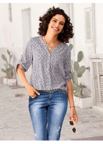 Inspirationen Damen Schlupfbluse, beige, Gr. 48, geblümt, gemustert, mehrfarbig, bedruckt, 100% Viskose, Blusen