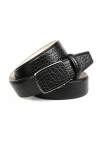 Anthoni Crown Damen Ledergürtel, schwarz, Gr. 120, animal-print, Leder, Gürtel, mit Prägung in Walross-Optik