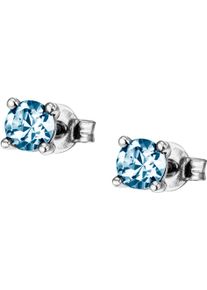 Firetti Damen Paar Ohrstecker "Schmuck Geschenk Gold 375 Gold 585 Ohrschmuck Ohrringe Solitär", Weißgold 585, blau, Weißgold 585, Ohrringe, mit