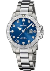 Festina Damen Quarzuhr "Boyfriend Collection", silber, Armbanduhren, Armbanduhr, Damenuhr, Edelstahlarmband, bis 10 bar wasserdicht, Datum