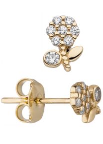 Jobo Damen Paar Ohrstecker "Ohrringe mit Blumen-Motiv", Gelbgold 333, gold, Gelbgold 333, Ohrringe, 333 Gold mit 16 Zirkonia