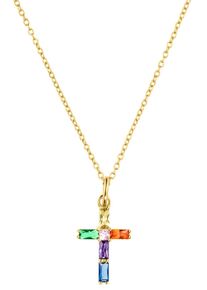 s.Oliver Damen Kette mit Anhänger "Halskette Kreuz Regenbogen bunt, 2035509", Silber 925 (Sterlingsilber), L: 45cm, bunt, Silber 925